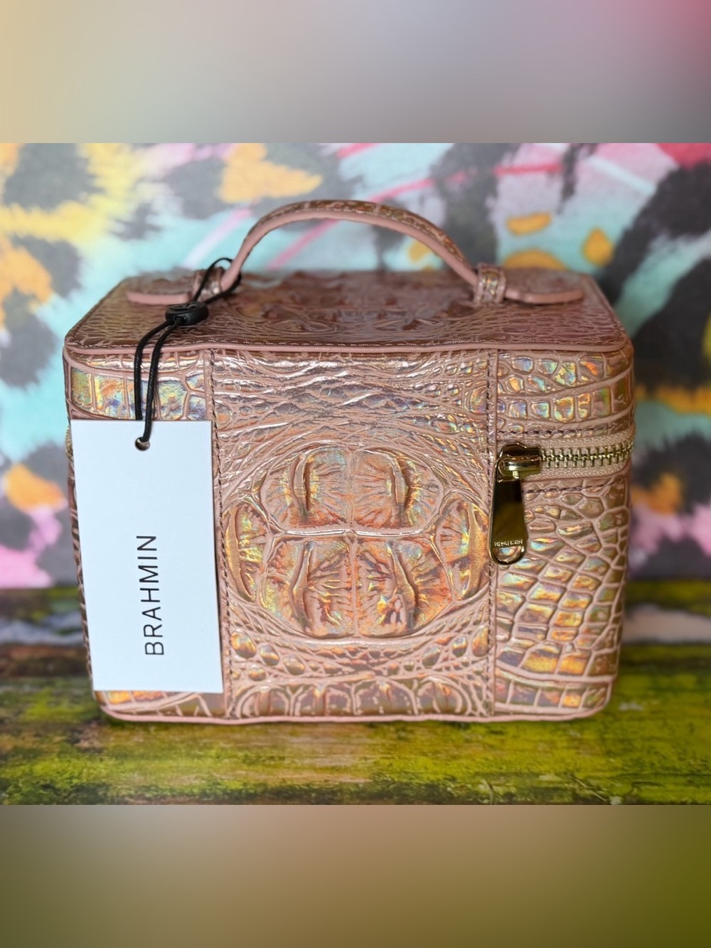 Brahmin Small Charmaine ROSE  Gold Melbourne Leather Makeup Jewelry NWT FIRM $